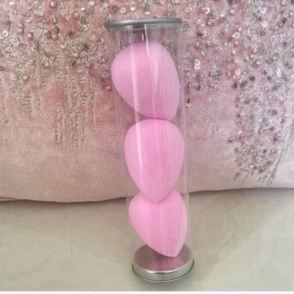 3pcs Makeup Sponge With Storage Bucket - Pink - Picture 3 of 5